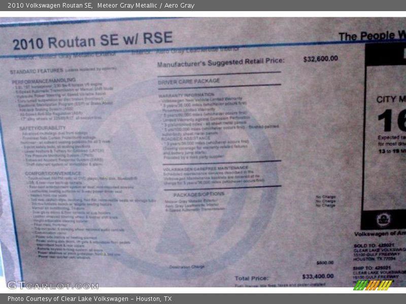 Meteor Gray Metallic / Aero Gray 2010 Volkswagen Routan SE