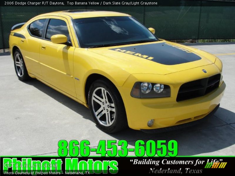 Top Banana Yellow / Dark Slate Gray/Light Graystone 2006 Dodge Charger R/T Daytona