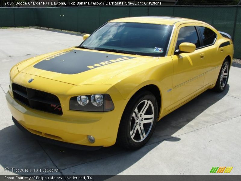 Top Banana Yellow / Dark Slate Gray/Light Graystone 2006 Dodge Charger R/T Daytona