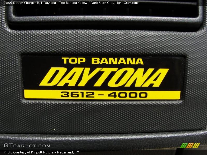Top Banana Yellow / Dark Slate Gray/Light Graystone 2006 Dodge Charger R/T Daytona