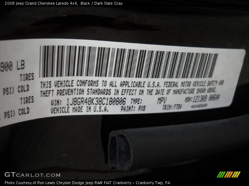 Black / Dark Slate Gray 2008 Jeep Grand Cherokee Laredo 4x4