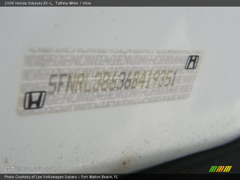 Taffeta White / Olive 2006 Honda Odyssey EX-L