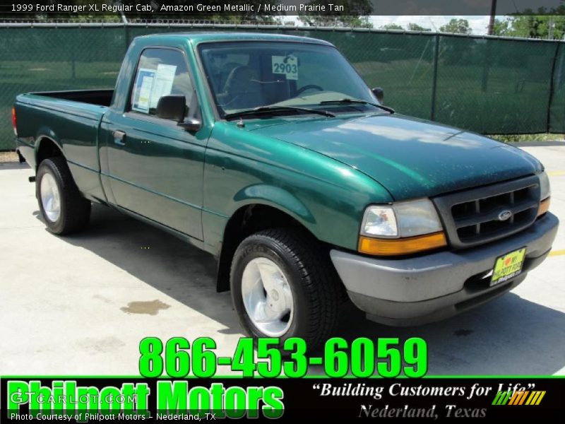 Amazon Green Metallic / Medium Prairie Tan 1999 Ford Ranger XL Regular Cab