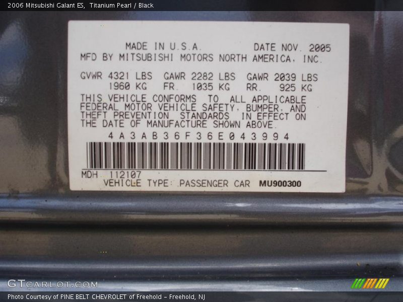 Titanium Pearl / Black 2006 Mitsubishi Galant ES