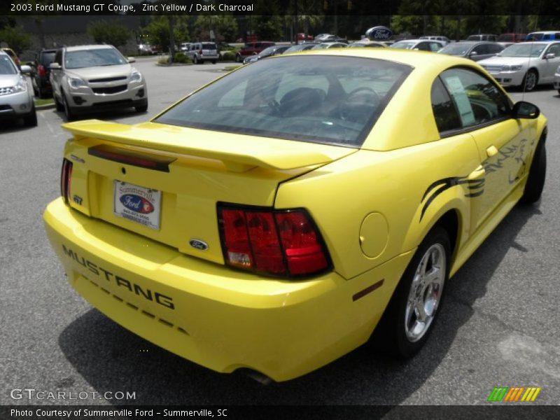 Zinc Yellow / Dark Charcoal 2003 Ford Mustang GT Coupe