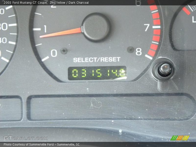 Zinc Yellow / Dark Charcoal 2003 Ford Mustang GT Coupe