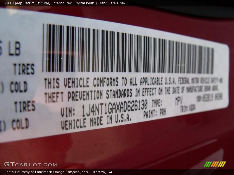 Inferno Red Crystal Pearl / Dark Slate Gray 2010 Jeep Patriot Latitude