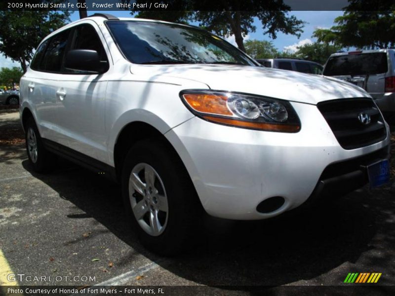 Powder White Pearl / Gray 2009 Hyundai Santa Fe GLS