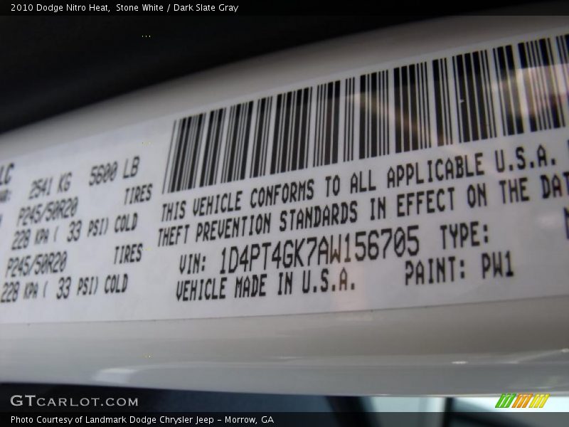Stone White / Dark Slate Gray 2010 Dodge Nitro Heat