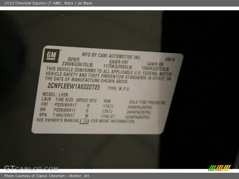 Black / Jet Black 2010 Chevrolet Equinox LT AWD