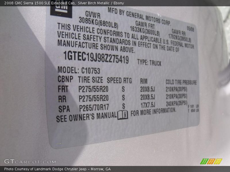 Silver Birch Metallic / Ebony 2008 GMC Sierra 1500 SLE Extended Cab