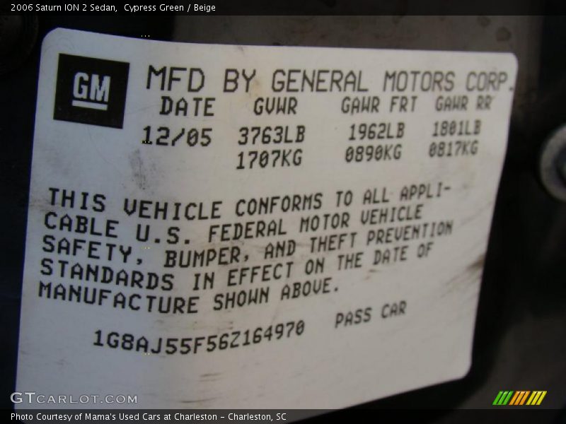 Cypress Green / Beige 2006 Saturn ION 2 Sedan