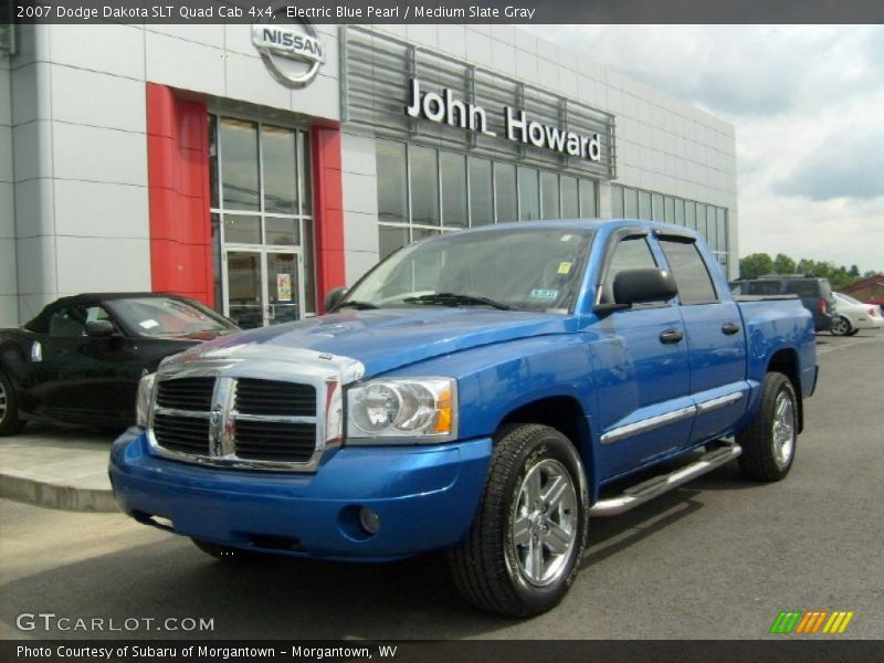 Electric Blue Pearl / Medium Slate Gray 2007 Dodge Dakota SLT Quad Cab 4x4