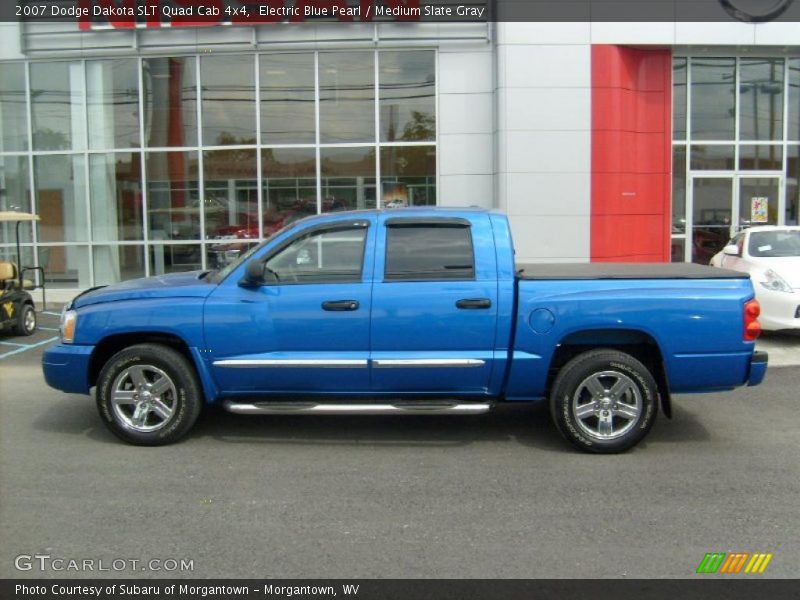 Electric Blue Pearl / Medium Slate Gray 2007 Dodge Dakota SLT Quad Cab 4x4
