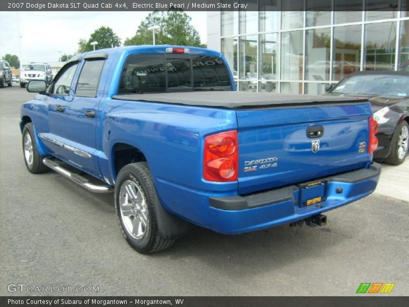 Electric Blue Pearl / Medium Slate Gray 2007 Dodge Dakota SLT Quad Cab 4x4