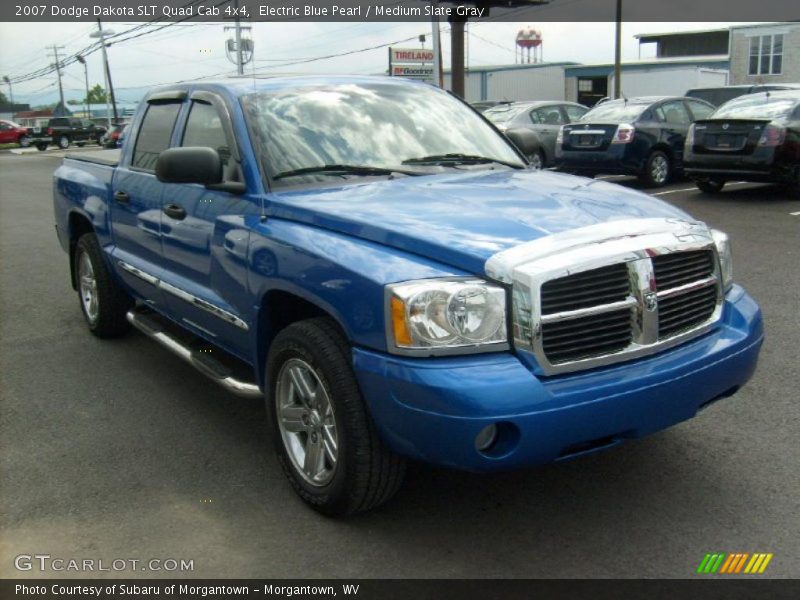 Electric Blue Pearl / Medium Slate Gray 2007 Dodge Dakota SLT Quad Cab 4x4