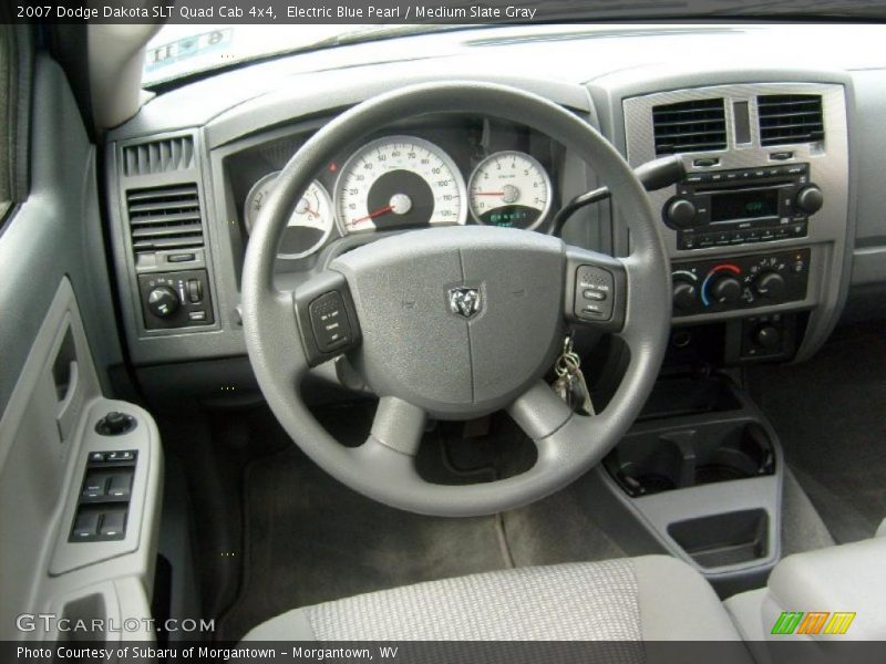 Electric Blue Pearl / Medium Slate Gray 2007 Dodge Dakota SLT Quad Cab 4x4