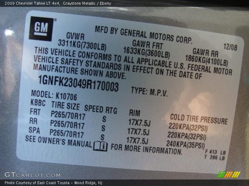 Graystone Metallic / Ebony 2009 Chevrolet Tahoe LT 4x4