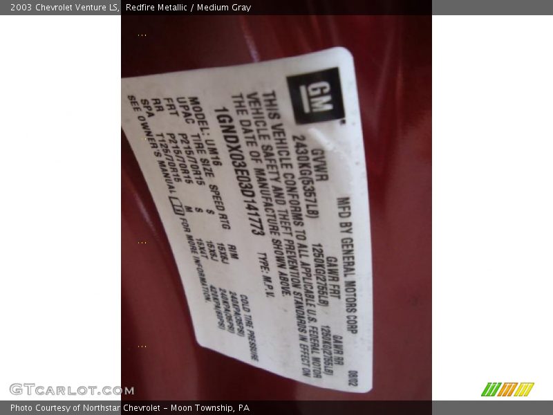 Redfire Metallic / Medium Gray 2003 Chevrolet Venture LS