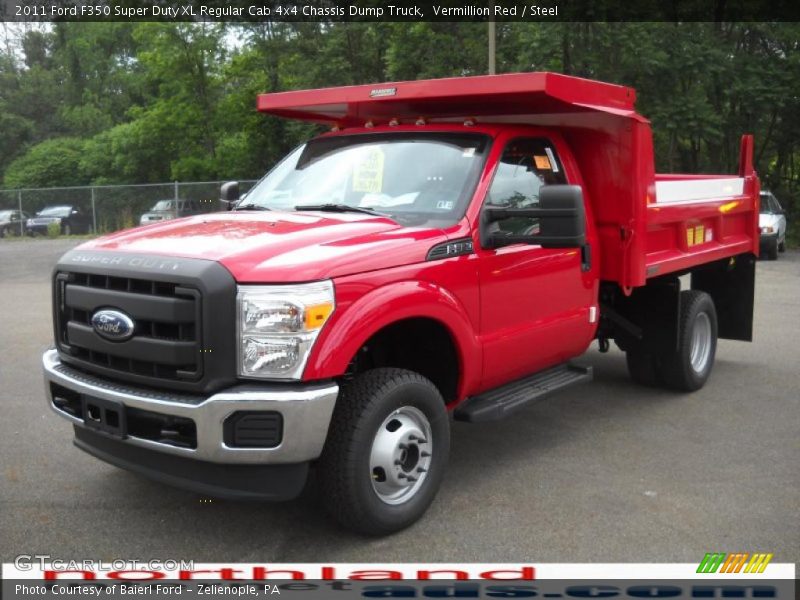 Vermillion Red / Steel 2011 Ford F350 Super Duty XL Regular Cab 4x4 Chassis Dump Truck