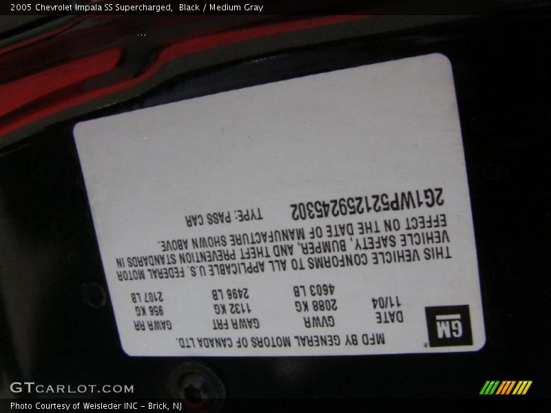 Black / Medium Gray 2005 Chevrolet Impala SS Supercharged
