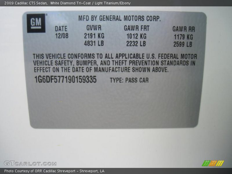 White Diamond Tri-Coat / Light Titanium/Ebony 2009 Cadillac CTS Sedan