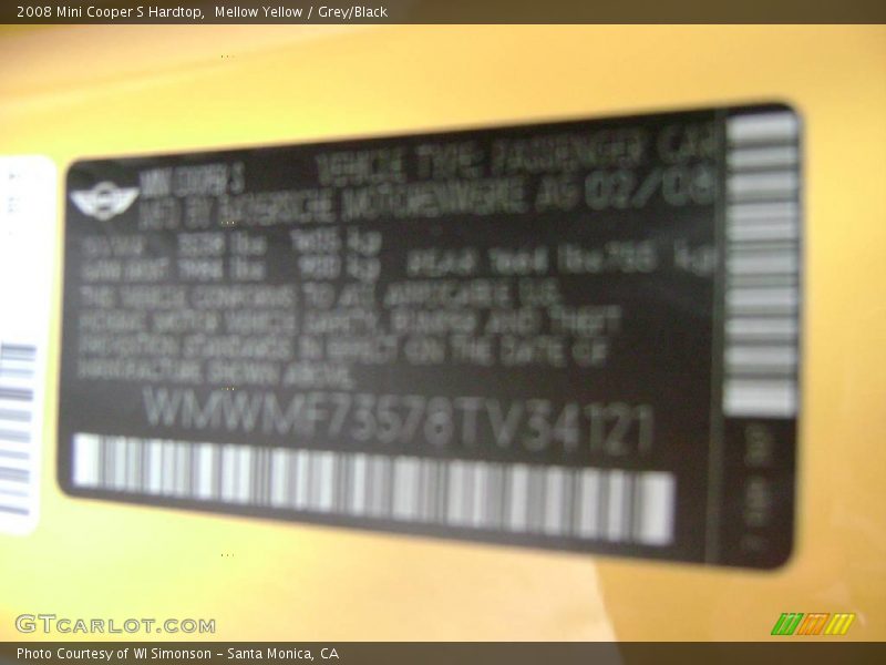 Mellow Yellow / Grey/Black 2008 Mini Cooper S Hardtop