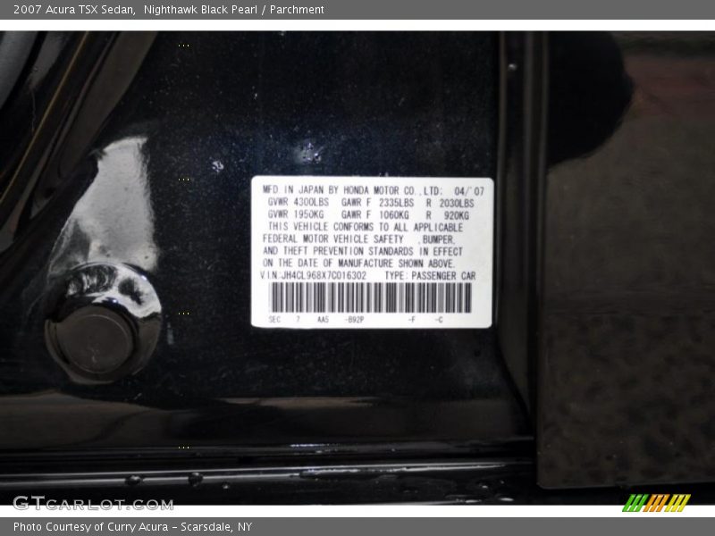 Nighthawk Black Pearl / Parchment 2007 Acura TSX Sedan