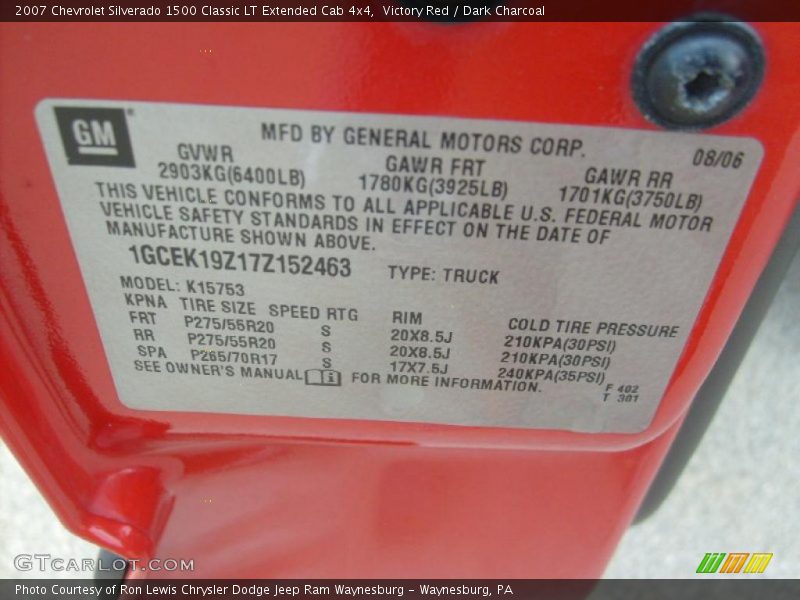 Victory Red / Dark Charcoal 2007 Chevrolet Silverado 1500 Classic LT Extended Cab 4x4