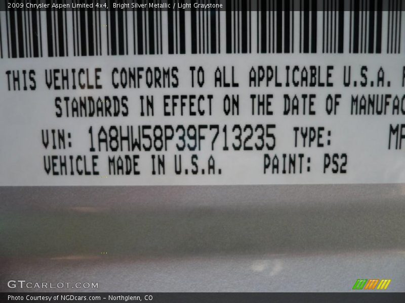 Bright Silver Metallic / Light Graystone 2009 Chrysler Aspen Limited 4x4