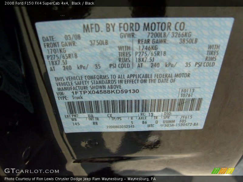 Black / Black 2008 Ford F150 FX4 SuperCab 4x4