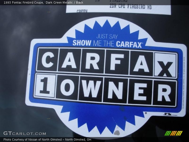 Dark Green Metallic / Black 1993 Pontiac Firebird Coupe