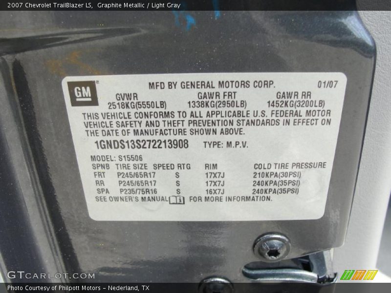 Graphite Metallic / Light Gray 2007 Chevrolet TrailBlazer LS