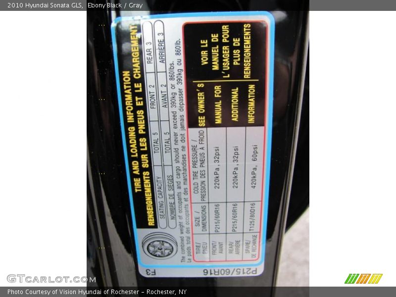 Ebony Black / Gray 2010 Hyundai Sonata GLS