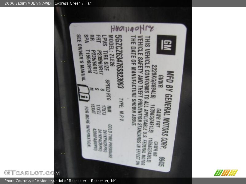 Cypress Green / Tan 2006 Saturn VUE V6 AWD