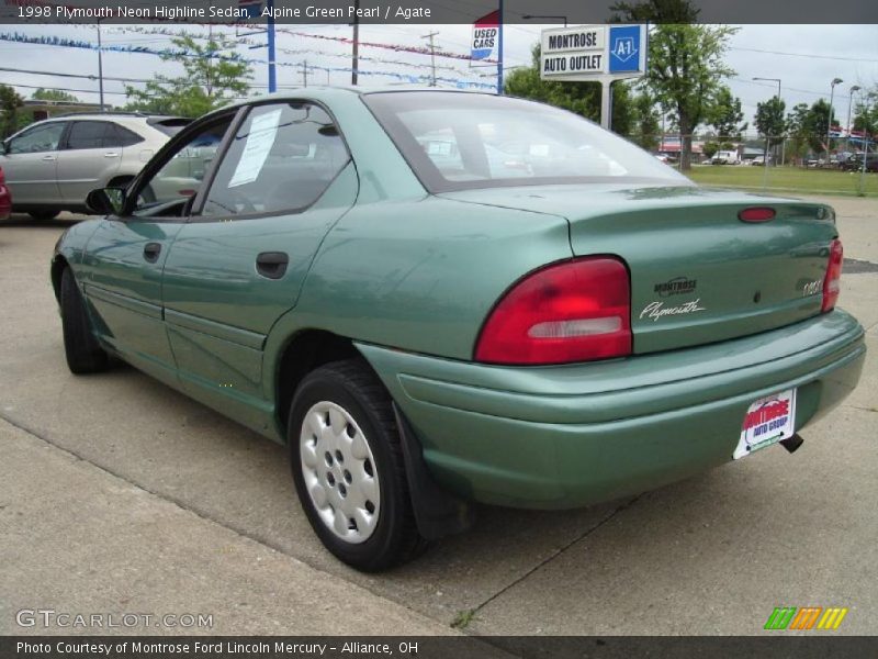 Alpine Green Pearl / Agate 1998 Plymouth Neon Highline Sedan