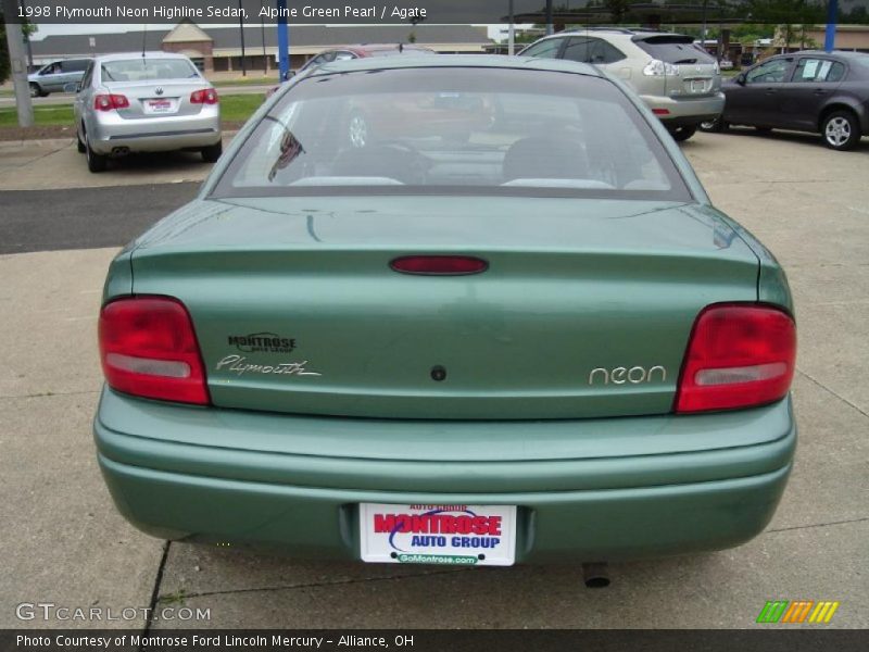 Alpine Green Pearl / Agate 1998 Plymouth Neon Highline Sedan