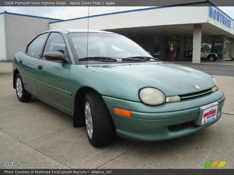Alpine Green Pearl / Agate 1998 Plymouth Neon Highline Sedan