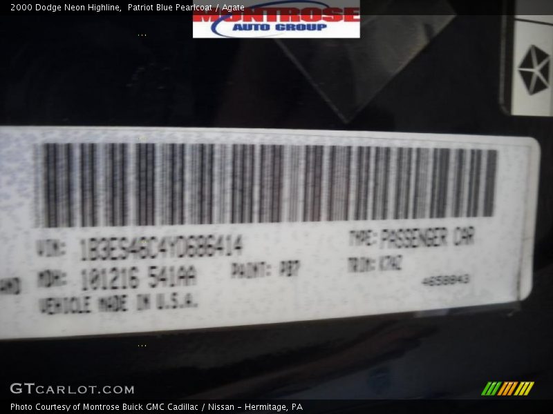 Patriot Blue Pearlcoat / Agate 2000 Dodge Neon Highline