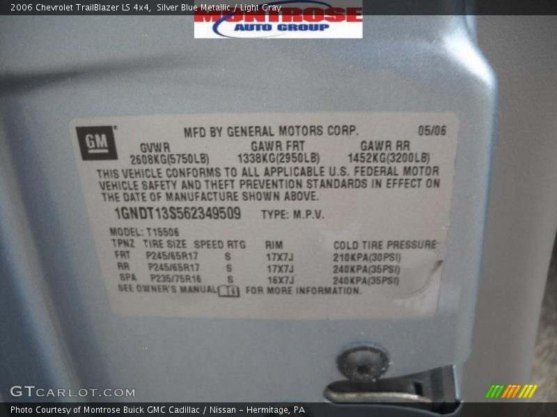 Silver Blue Metallic / Light Gray 2006 Chevrolet TrailBlazer LS 4x4