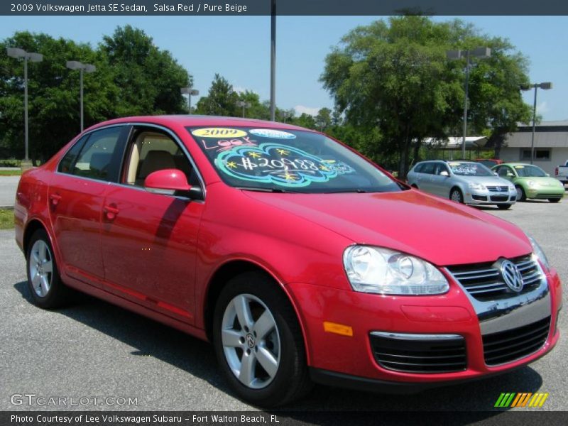 Salsa Red / Pure Beige 2009 Volkswagen Jetta SE Sedan