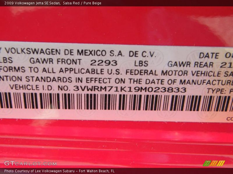 Salsa Red / Pure Beige 2009 Volkswagen Jetta SE Sedan
