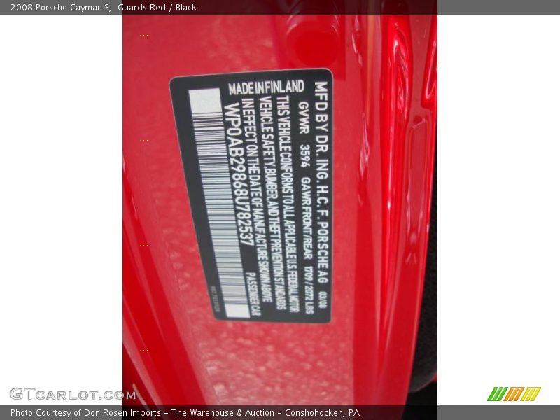 Guards Red / Black 2008 Porsche Cayman S