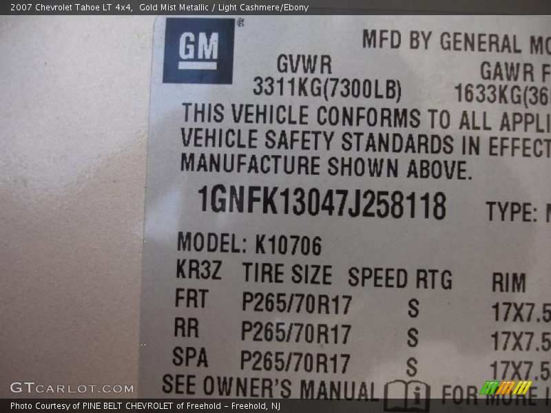 Gold Mist Metallic / Light Cashmere/Ebony 2007 Chevrolet Tahoe LT 4x4