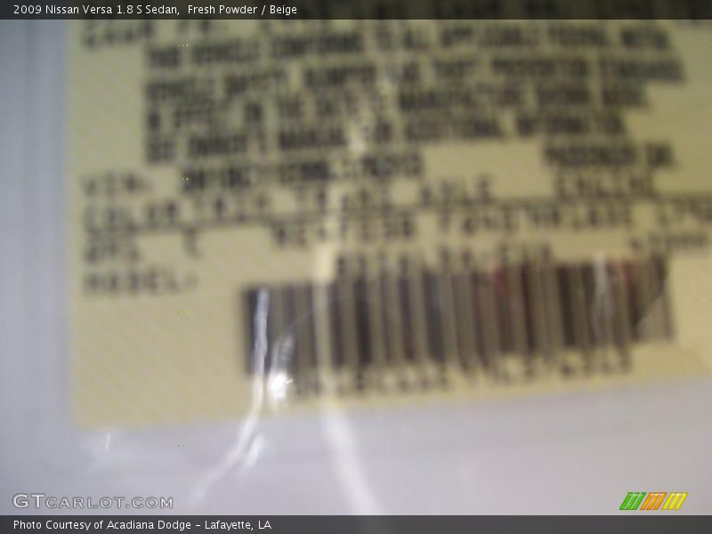 Fresh Powder / Beige 2009 Nissan Versa 1.8 S Sedan