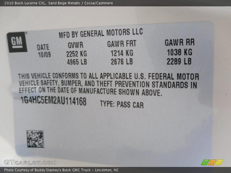 Sand Beige Metallic / Cocoa/Cashmere 2010 Buick Lucerne CXL