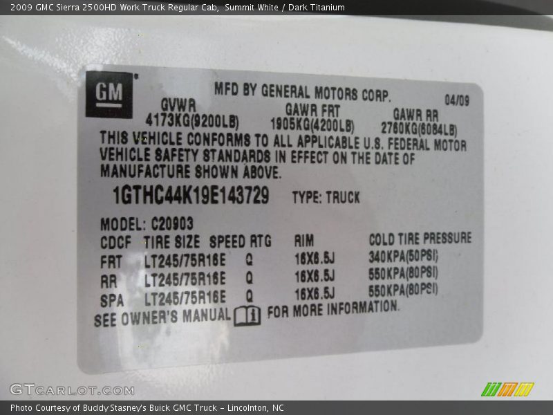 Summit White / Dark Titanium 2009 GMC Sierra 2500HD Work Truck Regular Cab