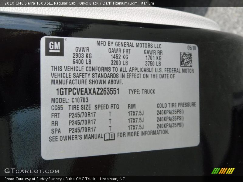 Onyx Black / Dark Titanium/Light Titanium 2010 GMC Sierra 1500 SLE Regular Cab