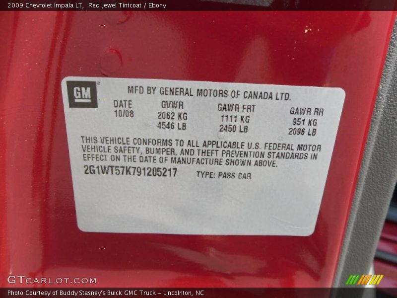 Red Jewel Tintcoat / Ebony 2009 Chevrolet Impala LT