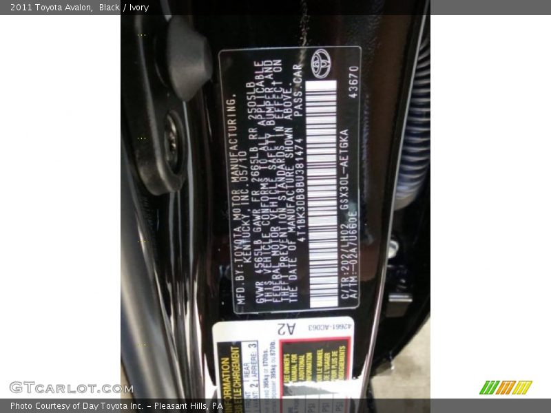 Black / Ivory 2011 Toyota Avalon